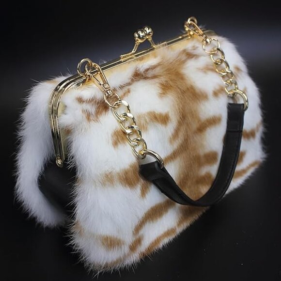 Neiman Marcus Elegant Cream Leopard Print Handbag - Picture 4 of 7